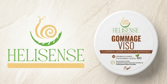Gommage Viso Helisense - coperchio e logo brand su sfondo beige