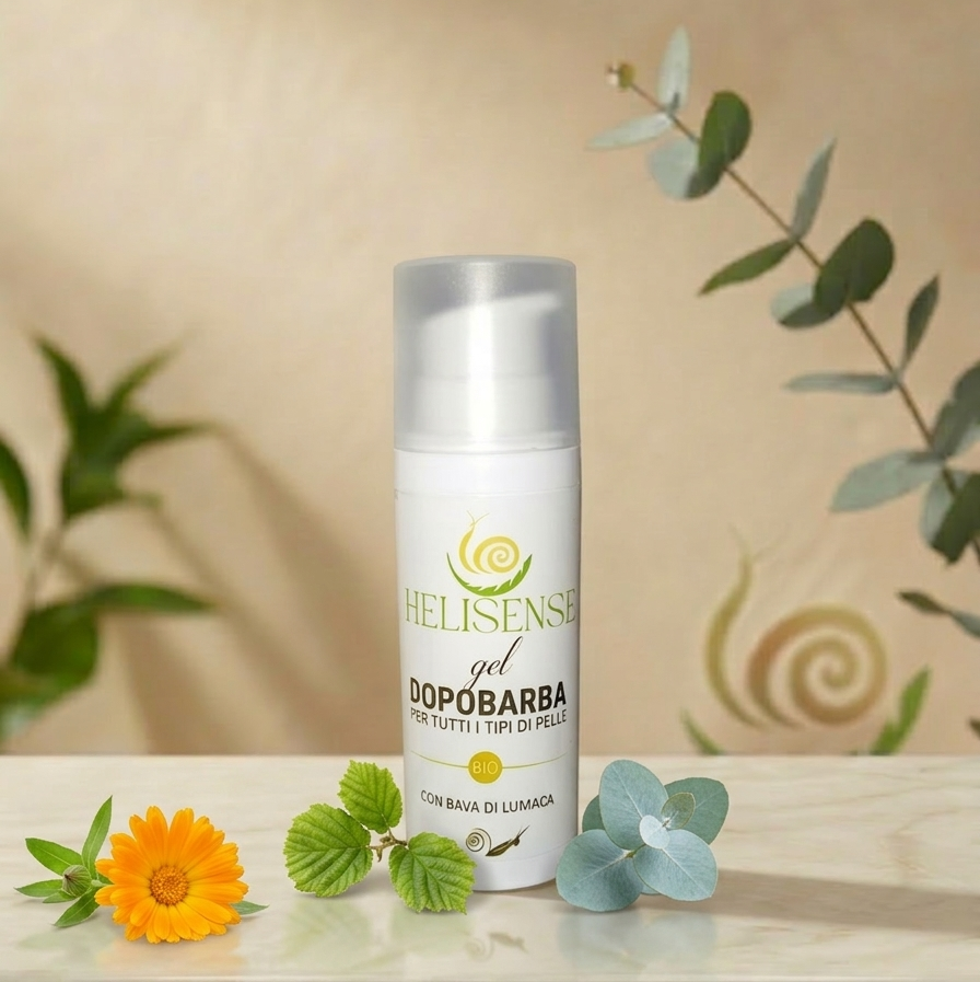 Gel Dopobarba Helisense - flacone con Calendula, Hamamelis ed Eucalipto biologici