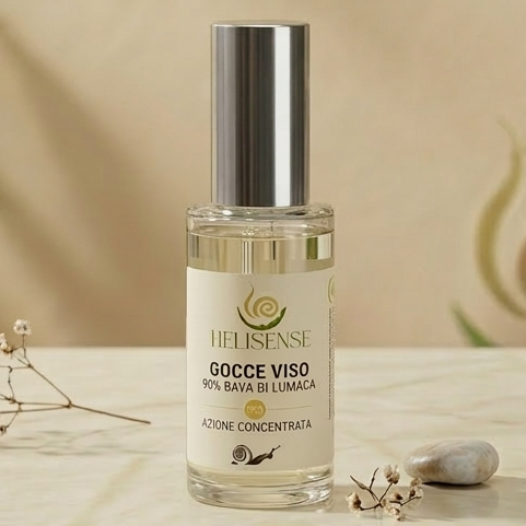 Flacone Gocce Viso Helisense – Siero Concentrato alla Bava di Lumaca, vista frontale